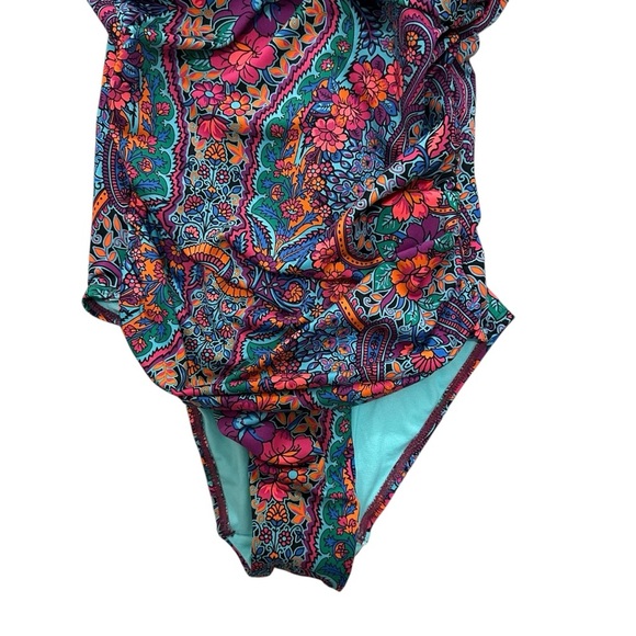 Moontide floral paisley twist front one piece swimsuit US 6 NWT - Picture 3 of 11